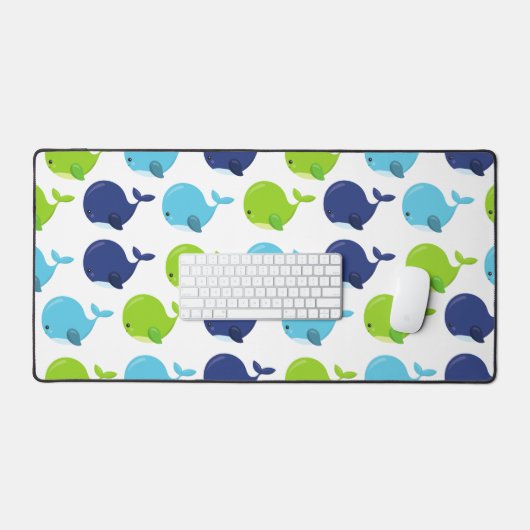 鯨の模様、かわいいクジラ、海獣 デスクマット (キーボード&マウス)