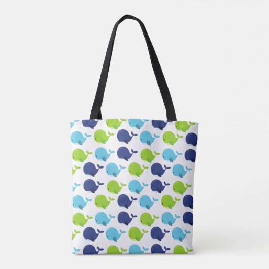 鯨の模様、かわいいクジラ、海獣 トートバッグ (裏面)