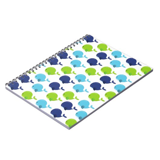 鯨の模様、かわいいクジラ、海獣 ノートブック (左側)