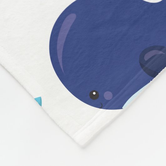 鯨の模様、かわいいクジラ、海獣 フリースブランケット (角)