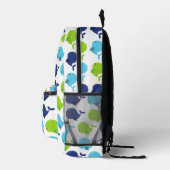 鯨の模様、かわいいクジラ、海獣 プリントバックパック (右)