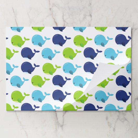鯨の模様、かわいいクジラ、海獣 ペーパーパッド (折り畳み)