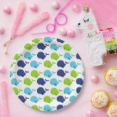 鯨の模様、かわいいクジラ、海獣 ペーパープレート (パーティー)