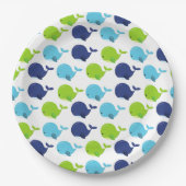 鯨の模様、かわいいクジラ、海獣 ペーパープレート (正面)