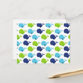 鯨の模様、かわいいクジラ、海獣 ポストカード