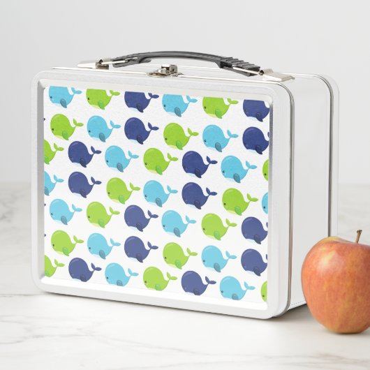 鯨の模様、かわいいクジラ、海獣 メタルランチボックス (インサイチュ)