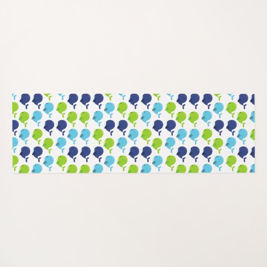 鯨の模様、かわいいクジラ、海獣 ヨガマット (裏面(横))