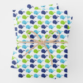 鯨の模様、かわいいクジラ、海獣 ラッピングペーパーシート (インサイチュ)