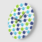 鯨の模様、かわいいクジラ、海獣 ラージ壁時計 (傾斜)