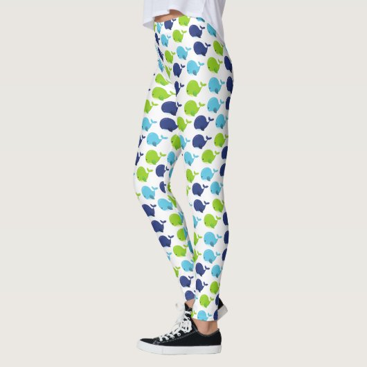 鯨の模様、かわいいクジラ、海獣 レギンス (左)