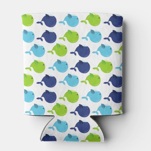 鯨の模様、かわいいクジラ、海獣 缶クーラー (裏面)