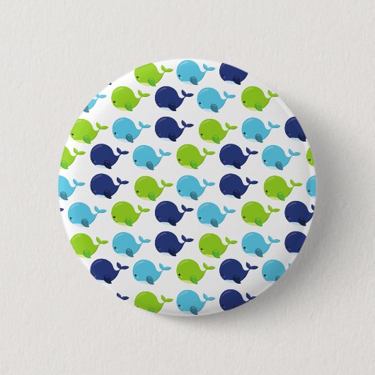 鯨の模様、かわいいクジラ、海獣 缶バッジ (正面)