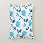 鯨の模様、かわいいクジラ、青いクジラ アクセントクッション (正面(垂直))
