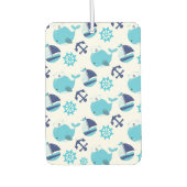 鯨の模様、かわいいクジラ、青いクジラ カーエアーフレッシュナー (正面)