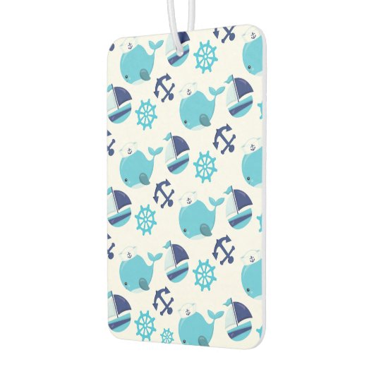 鯨の模様、かわいいクジラ、青いクジラ カーエアーフレッシュナー (左)