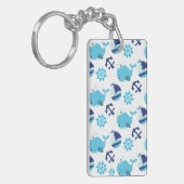 鯨の模様、かわいいクジラ、青いクジラ キーホルダー (正面左)