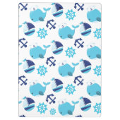 鯨の模様、かわいいクジラ、青いクジラ クリップボード (裏面)