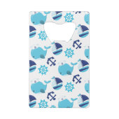 鯨の模様、かわいいクジラ、青いクジラ クレジットカード栓抜き (裏面)