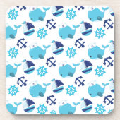 鯨の模様、かわいいクジラ、青いクジラ コースター (正面)
