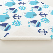 鯨の模様、かわいいクジラ、青いクジラ シェルパブランケット (3/4)