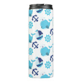 鯨の模様、かわいいクジラ、青いクジラ タンブラー (裏面)