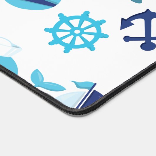 鯨の模様、かわいいクジラ、青いクジラ デスクマット (コーナー)