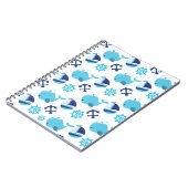 鯨の模様、かわいいクジラ、青いクジラ ノートブック (左側)