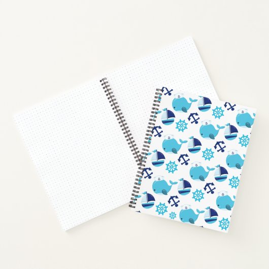 鯨の模様、かわいいクジラ、青いクジラ ノートブック (内部)