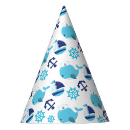 鯨の模様、かわいいクジラ、青いクジラ パーティーハット