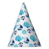 鯨の模様、かわいいクジラ、青いクジラ パーティーハット (右)