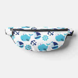 鯨の模様、かわいいクジラ、青いクジラ ファニーパック