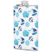 鯨の模様、かわいいクジラ、青いクジラ フラスク (左)