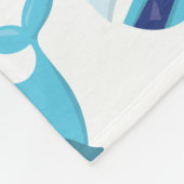 鯨の模様、かわいいクジラ、青いクジラ フリースブランケット (角)