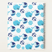 鯨の模様、かわいいクジラ、青いクジラ プランナー手帳 (裏面)