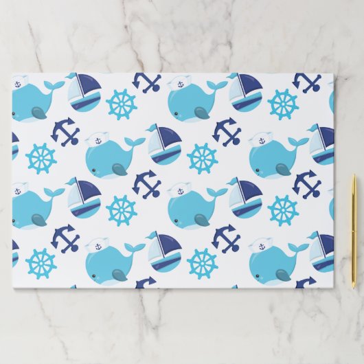 鯨の模様、かわいいクジラ、青いクジラ ペーパーパッド (インサイチュ)