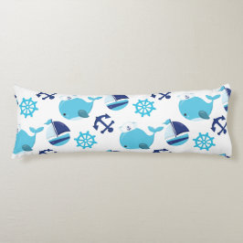 鯨の模様、かわいいクジラ、青いクジラ ボディピロー