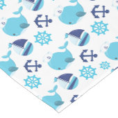 鯨の模様、かわいいクジラ、青いクジラ ミディアムテーブルランナー (コーナー)