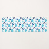 鯨の模様、かわいいクジラ、青いクジラ ヨガマット (裏面(横))