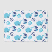 鯨の模様、かわいいクジラ、青いクジラ 薄葉紙 (正面)