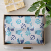 鯨の模様、かわいいクジラ、青いクジラ 薄葉紙 (ギフト)