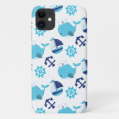 鯨の模様、かわいいクジラ、青いクジラ Case-Mate iPhoneケース (裏面)