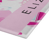 鯨の模様、ピンクの鯨、あなたの名前 カッティングボード (角)