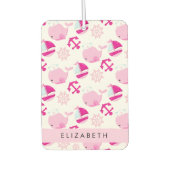 鯨の模様、ピンクの鯨、あなたの名前 カーエアーフレッシュナー (正面)