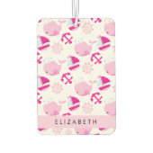 鯨の模様、ピンクの鯨、あなたの名前 カーエアーフレッシュナー (裏面)