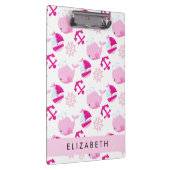 鯨の模様、ピンクの鯨、あなたの名前 クリップボード (右)