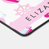 鯨の模様、ピンクの鯨、あなたの名前 デスクマット (コーナー)