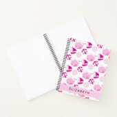 鯨の模様、ピンクの鯨、あなたの名前 ノートブック (内部)