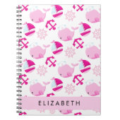 鯨の模様、ピンクの鯨、あなたの名前 ノートブック (正面)