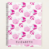 鯨の模様、ピンクの鯨、あなたの名前 プランナー手帳 (正面)