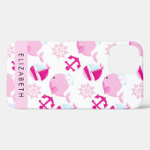 鯨の模様、ピンクの鯨、あなたの名前 Case-Mate iPhoneケース (裏面 (横))